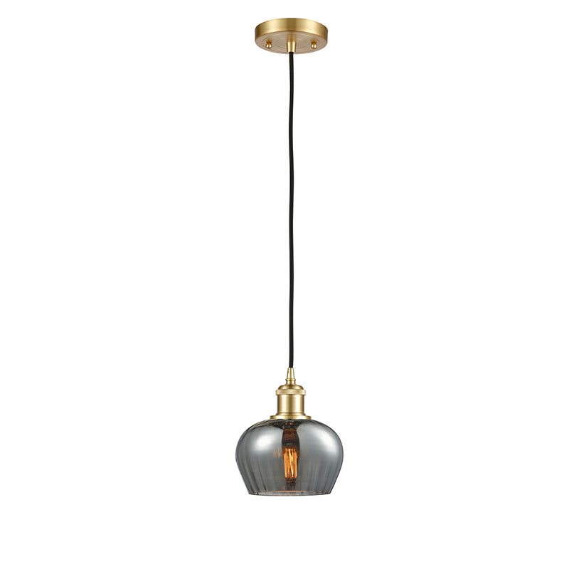 Fenton Mini Pendant shown in the Satin Gold finish with a Plated Smoke shade