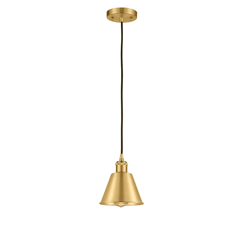 Smithfield Mini Pendant shown in the Satin Gold finish with a Matte Black shade