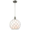 Farmhouse Rope Mini Pendant shown in the Brushed Satin Nickel finish with a White Glass with White Rope shade