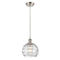 Deco Swirl Mini Pendant shown in the Brushed Satin Nickel finish with a Clear shade