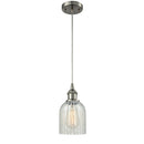 Caledonia Mini Pendant shown in the Brushed Satin Nickel finish with a Mouchette shade