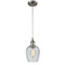 Salina Mini Pendant shown in the Brushed Satin Nickel finish with a Clear Spiral Fluted shade