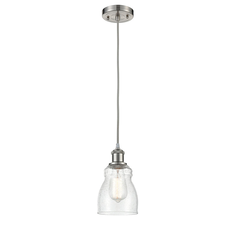 Ellery Mini Pendant shown in the Brushed Satin Nickel finish with a Seedy shade