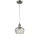 Fenton Mini Pendant shown in the Brushed Satin Nickel finish with a Clear shade