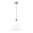 Ballston Cone Mini Pendant shown in the Brushed Satin Nickel finish with a Matte White shade