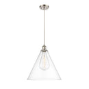 Ballston Cone Pendant shown in the Brushed Satin Nickel finish with a Clear shade