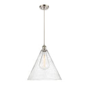 Ballston Cone Pendant shown in the Brushed Satin Nickel finish with a Seedy shade