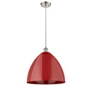 Plymouth Dome Mini Pendant shown in the Brushed Satin Nickel finish with a Red shade