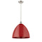 Plymouth Dome Mini Pendant shown in the Brushed Satin Nickel finish with a Red shade