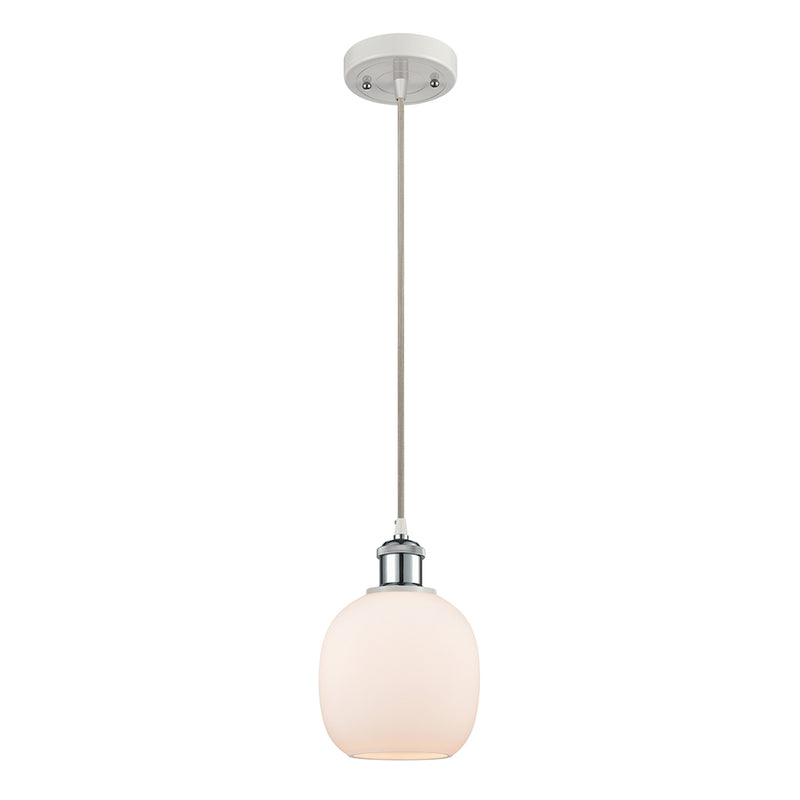 Belfast Mini Pendant shown in the White and Polished Chrome finish with a Matte White shade