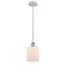 Cobbleskill Mini Pendant shown in the White and Polished Chrome finish with a Matte White shade