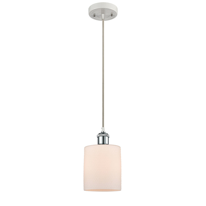 Cobbleskill Mini Pendant shown in the White and Polished Chrome finish with a Matte White shade