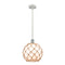 Farmhouse Rope Mini Pendant shown in the White and Polished Chrome finish with a White Glass with Brown Rope shade