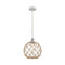 Farmhouse Rope Mini Pendant shown in the White and Polished Chrome finish with a Clear Glass with Brown Rope shade