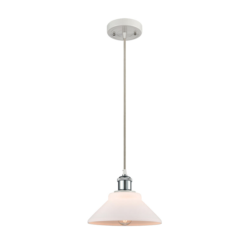 Orwell Mini Pendant shown in the White and Polished Chrome finish with a Matte White shade