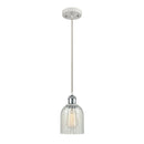 Caledonia Mini Pendant shown in the White and Polished Chrome finish with a Mouchette shade