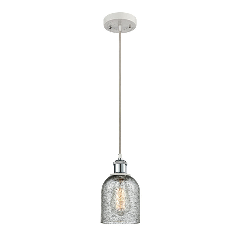 Caledonia Mini Pendant shown in the White and Polished Chrome finish with a Charcoal shade