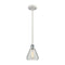 Conesus Mini Pendant shown in the White and Polished Chrome finish with a Clear Crackle shade