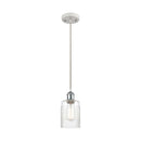 Hadley Mini Pendant shown in the White and Polished Chrome finish with a Clear shade