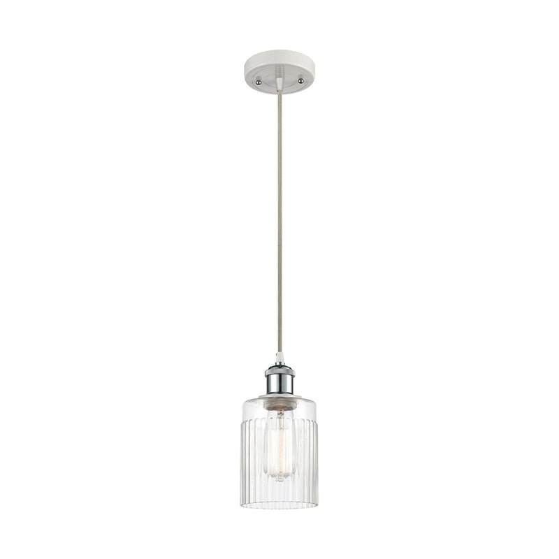 Hadley Mini Pendant shown in the White and Polished Chrome finish with a Clear shade