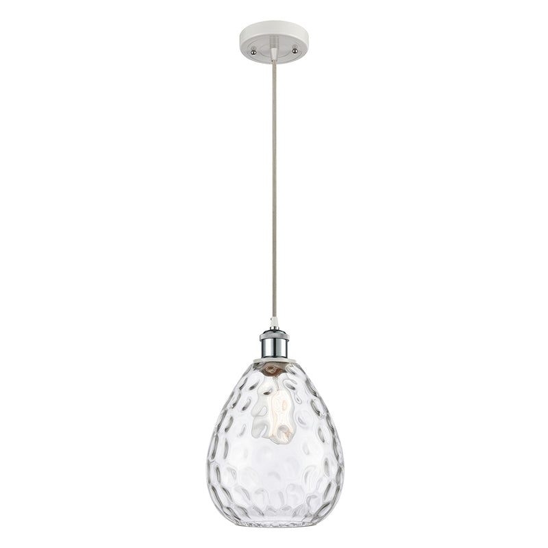 Waverly Mini Pendant shown in the White and Polished Chrome finish with a Clear shade