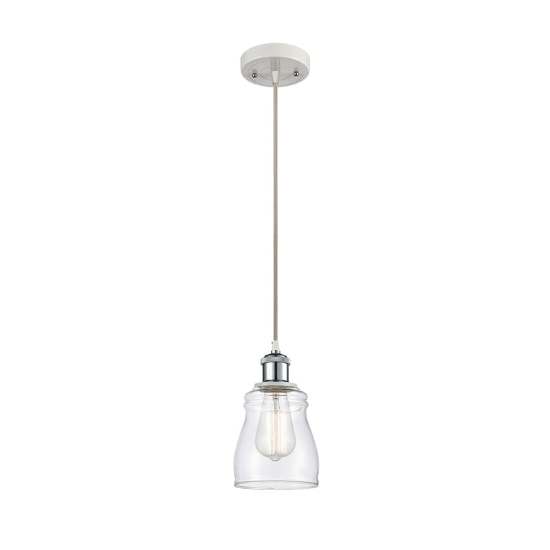 Ellery Mini Pendant shown in the White and Polished Chrome finish with a Clear shade