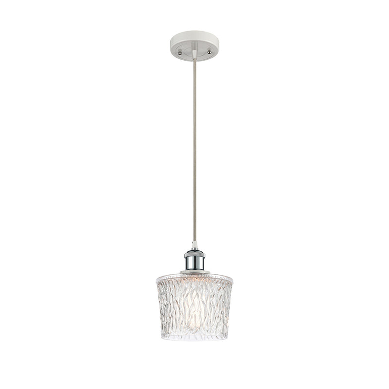 Niagra Mini Pendant shown in the White and Polished Chrome finish with a Clear shade