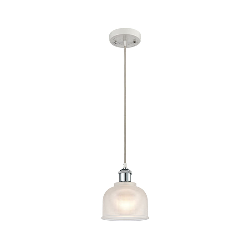 Dayton Mini Pendant shown in the White and Polished Chrome finish with a White shade