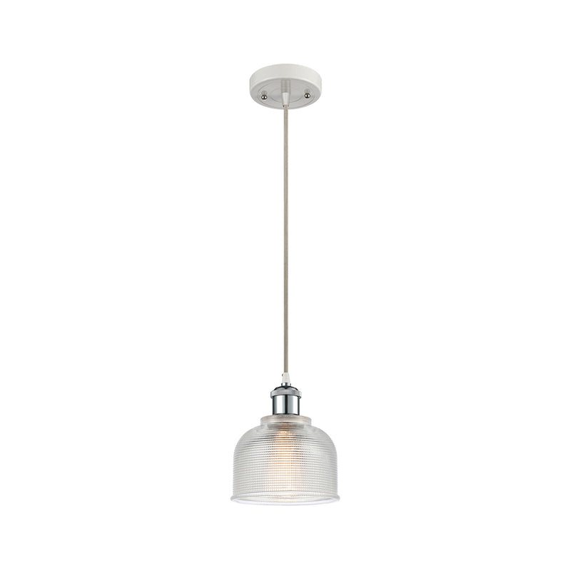 Dayton Mini Pendant shown in the White and Polished Chrome finish with a Clear shade