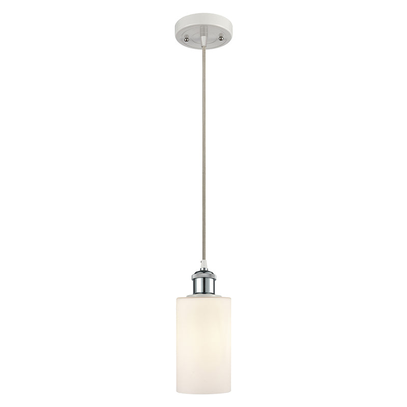 Clymer Mini Pendant shown in the White and Polished Chrome finish with a Matte White shade