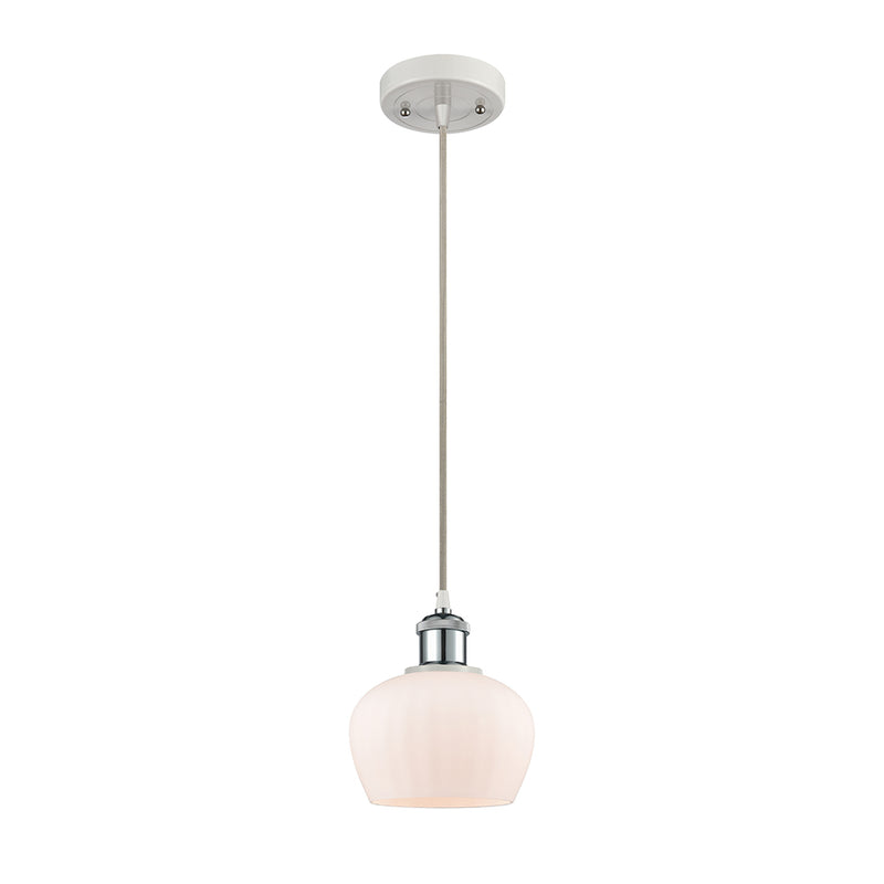 Fenton Mini Pendant shown in the White and Polished Chrome finish with a Matte White shade