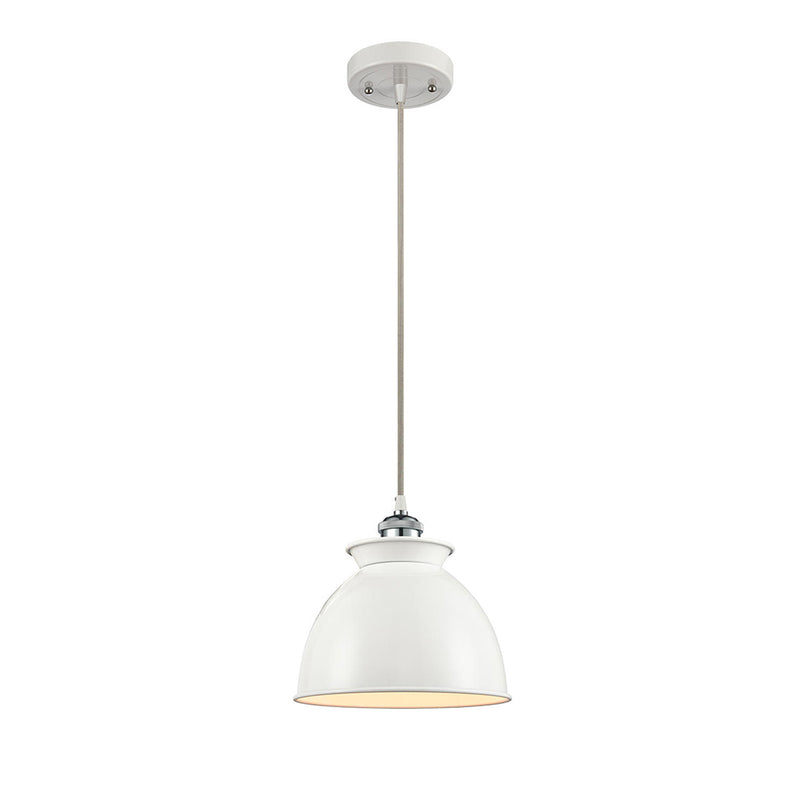 Adirondack Mini Pendant shown in the White and Polished Chrome finish with a Glossy White shade