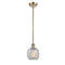 Belfast Mini Pendant shown in the Antique Brass finish with a Clear Crackle shade