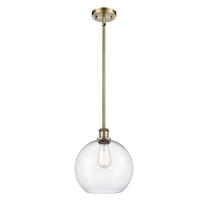 Athens Mini Pendant shown in the Antique Brass finish with a Clear shade