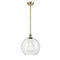 Athens Mini Pendant shown in the Antique Brass finish with a Clear shade