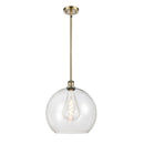 Athens Pendant shown in the Antique Brass finish with a Clear shade