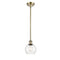 Athens Mini Pendant shown in the Antique Brass finish with a Clear shade