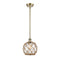 Farmhouse Rope Mini Pendant shown in the Antique Brass finish with a Clear Glass with Brown Rope shade