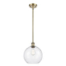 Athens Mini Pendant shown in the Antique Brass finish with a Seedy shade