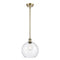 Athens Mini Pendant shown in the Antique Brass finish with a Seedy shade