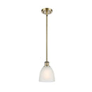 Castile Mini Pendant shown in the Antique Brass finish with a White shade