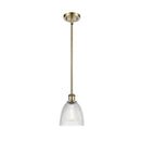 Castile Mini Pendant shown in the Antique Brass finish with a Clear shade