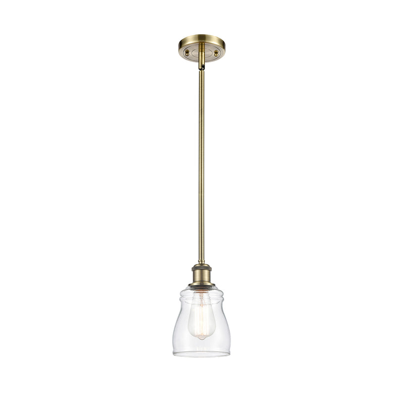 Ellery Mini Pendant shown in the Antique Brass finish with a Clear shade