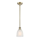 Brookfield Mini Pendant shown in the Antique Brass finish with a White shade