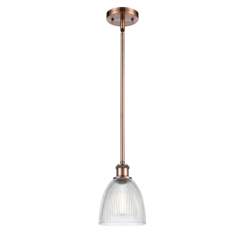 Castile Mini Pendant shown in the Antique Copper finish with a Clear shade