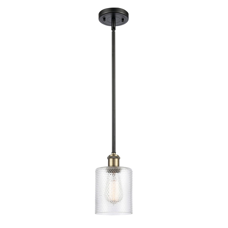 Cobbleskill Mini Pendant shown in the Black Antique Brass finish with a Clear shade