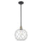 Farmhouse Rope Mini Pendant shown in the Black Antique Brass finish with a Clear Glass with White Rope shade