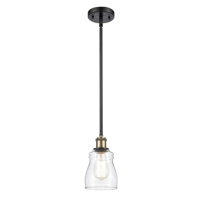 Ellery Mini Pendant shown in the Black Antique Brass finish with a Clear shade