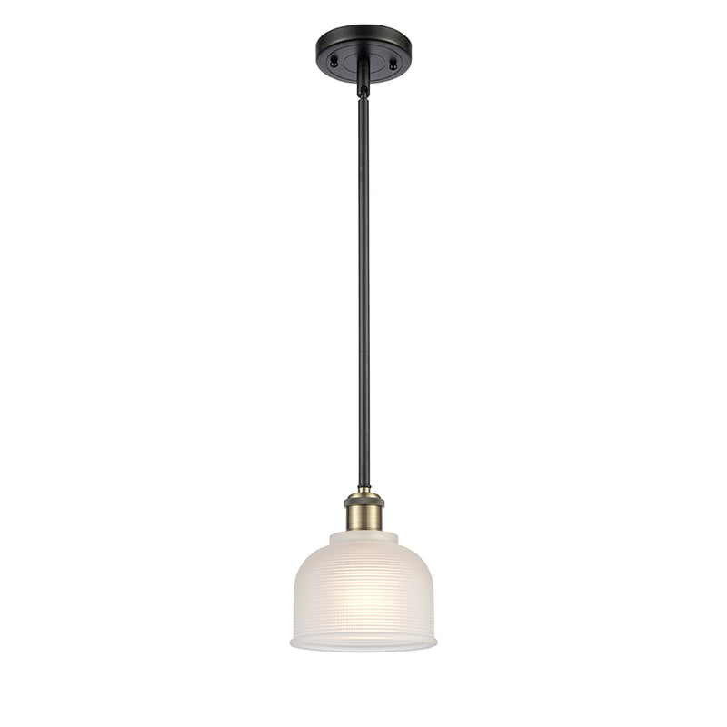 Dayton Mini Pendant shown in the Black Antique Brass finish with a White shade