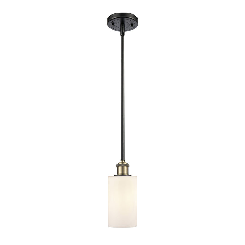 Clymer Mini Pendant shown in the Black Antique Brass finish with a Matte White shade